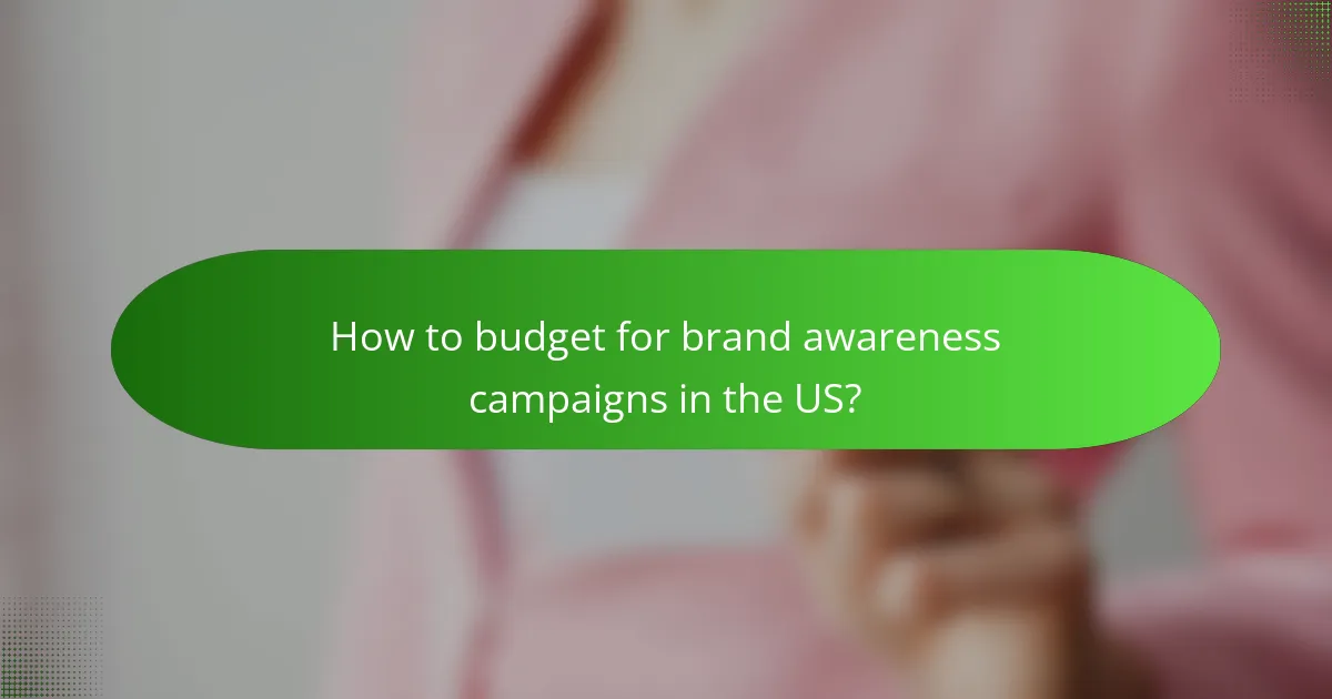 How to budget for brand awareness campaigns in the US?