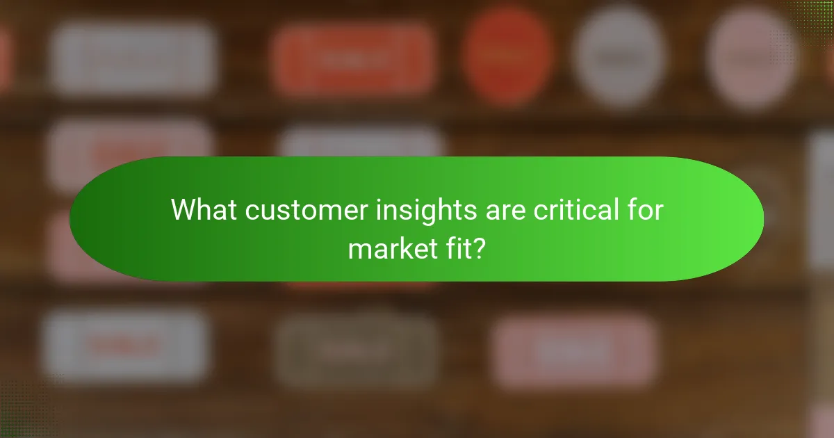 What customer insights are critical for market fit?