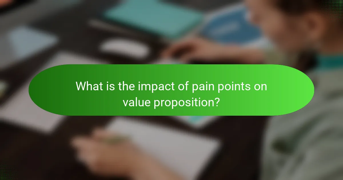 What is the impact of pain points on value proposition?